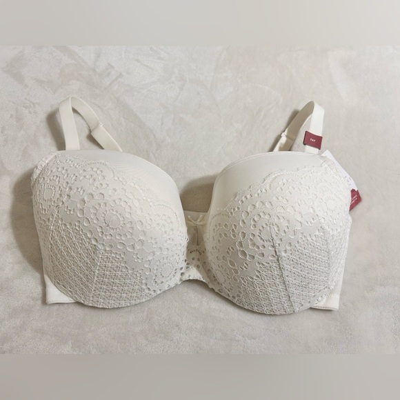 Cacique Cream Textured Full Coverage Bra - Picture 1 of 9